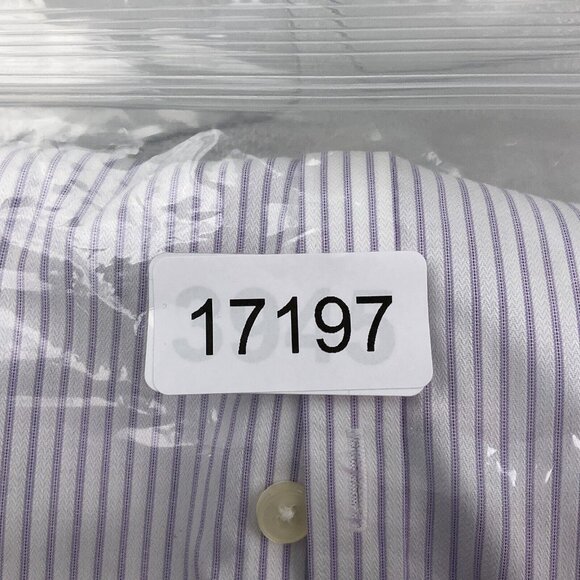 Jhane Barnes Shirt Mens XLarge Purple White Stripe Embossed‎ Slim Fit Dress - Picture 10 of 10